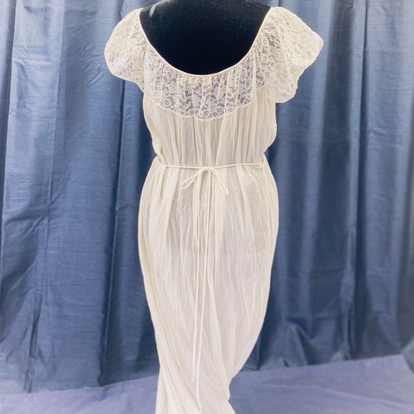 Women’s Vanity Fair Chiffon Peignoir Nightgown 40s 50s Barbizon Flattery Brand - Picture 7 of 15